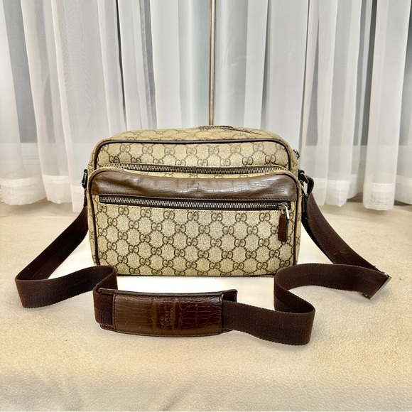 GUCCI Supreme Web Sherry Line Shoulder Crossbody Bag Purse GG PVC Leather - Picture 2 of 15